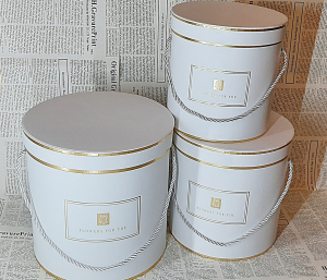 Коробка для цветов ( комплект 3 шт) 22х22 см, 20х20 см, 18х18см, цвет белый