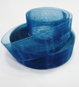 Лента органза 2,5 см цв.А-10 синий ( в рулоне 46 метра)