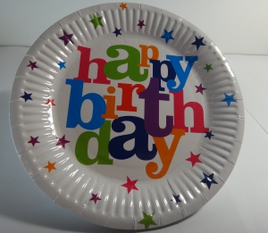 Тарелочка - "День Рождения" диаметр 18,5 см  (комплект 10 шт.)