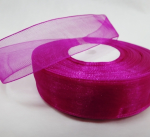 Лента органза 2,5 см , цвет фуксия ( в рулоне 46 метра)