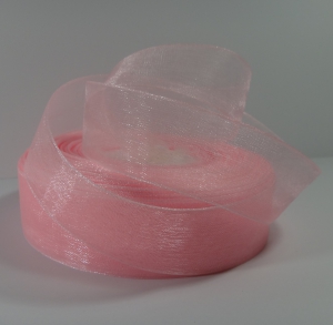 Лента органза 2,5 см цв. розовый ( в рулоне 46 метра)