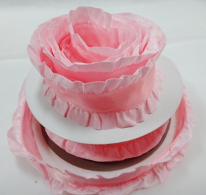 Лента декоративная с рюшами (высота 4 см , 5 ярд )цв. розовый