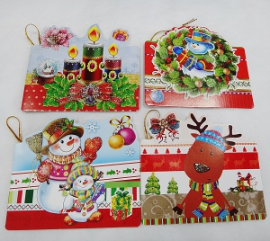 Открытка новогодняя 00029 (микс 4 шт ,9,5х8 см ) цена за 1 шт.