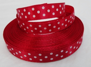 Лента атласная в горошек , (1 см ,25 ярд ) №72