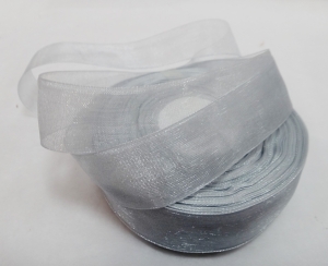 Лента органза 2,5 см , цвет серый ( в рулоне 46 метра)